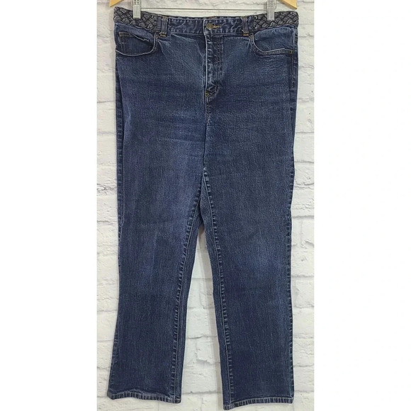 Lauren Jeans Co Ralph Lauren Jeans Women's 14 Dark Wash Braided Waist Pockets - Picture 1 of 6